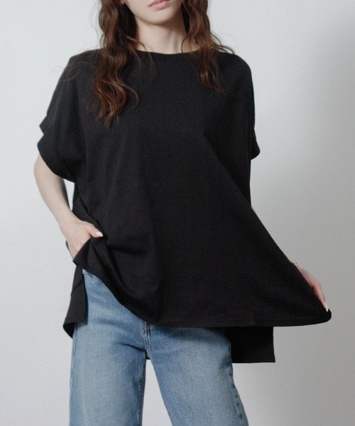 NYLAUS(ナイラス)の「【SG】接触冷感オーバーサイズTシャツ(Tシャツ/カットソー・レディース・アイボリー/ブラック/ライトブルー/チャコール・M)」の3枚目の写真