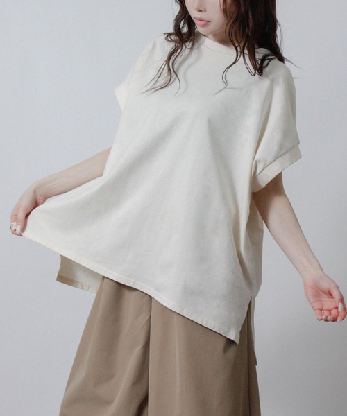 NYLAUS(ナイラス)の「【SG】接触冷感オーバーサイズTシャツ(Tシャツ/カットソー・レディース・アイボリー/ブラック/ライトブルー/チャコール・M)」の13枚目の写真