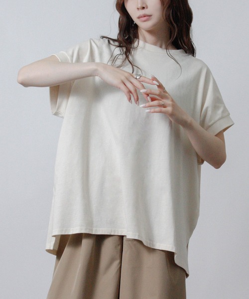 NYLAUS(ナイラス)の「【SG】接触冷感オーバーサイズTシャツ(Tシャツ/カットソー・レディース・アイボリー/ブラック/ライトブルー/チャコール・M)」の14枚目の写真