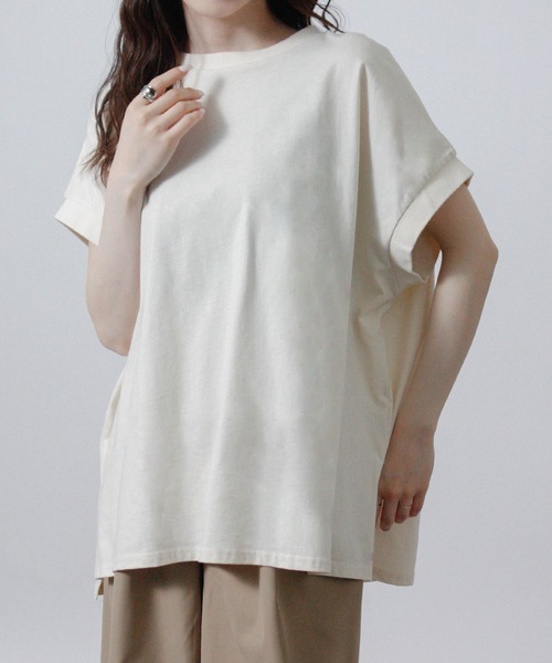 NYLAUS(ナイラス)の「【SG】接触冷感オーバーサイズTシャツ(Tシャツ/カットソー・レディース・アイボリー/ブラック/ライトブルー/チャコール・M)」の18枚目の写真