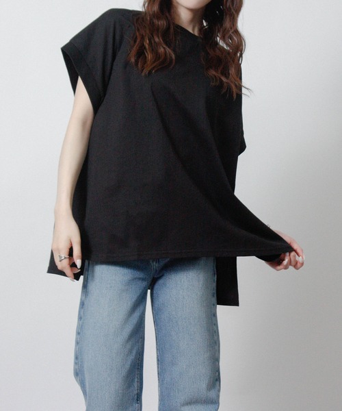 NYLAUS(ナイラス)の「【SG】接触冷感オーバーサイズTシャツ(Tシャツ/カットソー・レディース・アイボリー/ブラック/ライトブルー/チャコール・M)」の5枚目の写真