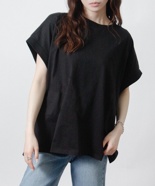 NYLAUS(ナイラス)の「【SG】接触冷感オーバーサイズTシャツ(Tシャツ/カットソー・レディース・アイボリー/ブラック/ライトブルー/チャコール・M)」の7枚目の写真