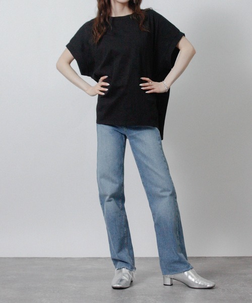 NYLAUS(ナイラス)の「【SG】接触冷感オーバーサイズTシャツ(Tシャツ/カットソー・レディース・アイボリー/ブラック/ライトブルー/チャコール・M)」の8枚目の写真