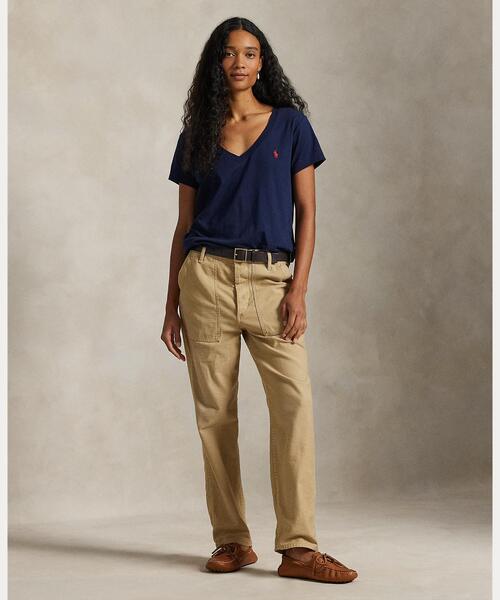 POLO RALPH LAUREN(ポロ ラルフ ローレン)の「コットン ジャージー Vネック Tシャツ(Tシャツ/カットソー・レディース・ネイビー系1・M/S/XL/L/XS)」の3枚目の写真