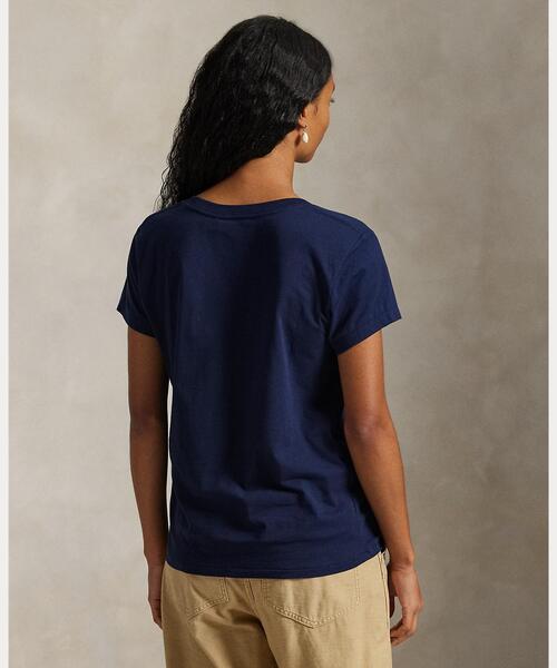 POLO RALPH LAUREN(ポロ ラルフ ローレン)の「コットン ジャージー Vネック Tシャツ(Tシャツ/カットソー・レディース・ネイビー系1・M/S/XL/L/XS)」の4枚目の写真