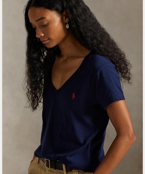POLO RALPH LAUREN(ポロ ラルフ ローレン)の「コットン ジャージー Vネック Tシャツ(Tシャツ/カットソー・レディース・ネイビー系1・M/S/XL/L/XS)」の5枚目の写真