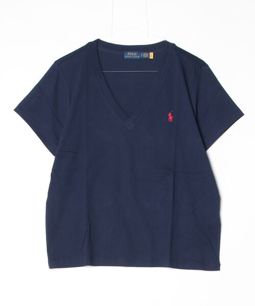 POLO RALPH LAUREN(ポロ ラルフ ローレン)の「コットン ジャージー Vネック Tシャツ(Tシャツ/カットソー・レディース・ネイビー系1・M/S/XL/L/XS)」の6枚目の写真