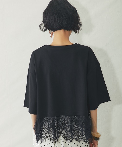 ANOTHER S(アナザーエス)の「裾レースドッキングT(Tシャツ/カットソー・レディース・ブラック/オフホワイト/イエロー・M)」の15枚目の写真