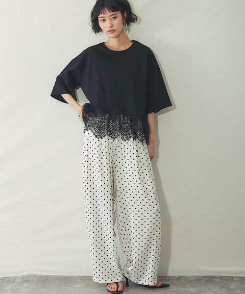ANOTHER S(アナザーエス)の「裾レースドッキングT(Tシャツ/カットソー・レディース・ブラック/オフホワイト/イエロー・M)」の16枚目の写真