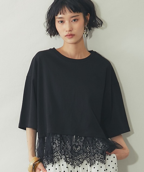 ANOTHER S(アナザーエス)の「裾レースドッキングT(Tシャツ/カットソー・レディース・ブラック/オフホワイト/イエロー・M)」の17枚目の写真