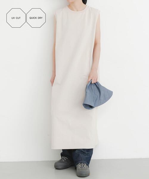 EKAL(エカル)の「『UVカット/吸水速乾』DRY OUT SLEEVLESS ONEPIECE(ワンピース・レディース・アイボリー/ネイビー/ブラウン/ピンク・ONE)」の1枚目の写真