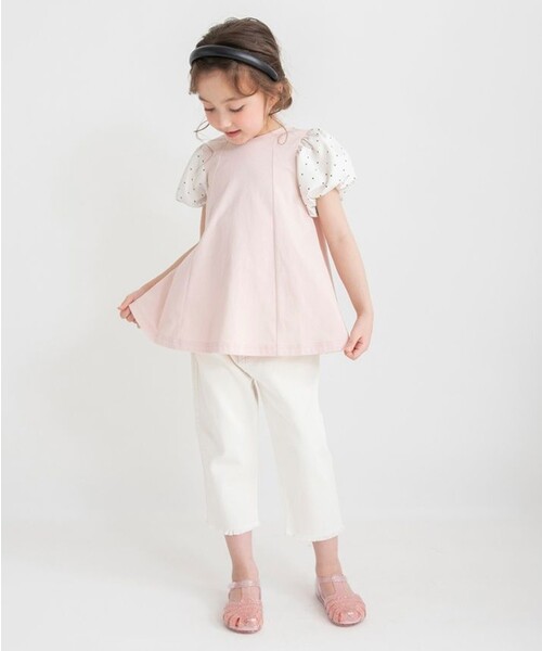 BRANSHES(ブランシェス)の「袖異素材バルーンチュニック(Tシャツ/カットソー・キッズ・ブラック/ピンク・120/130/110/90/140/150/100)」の16枚目の写真