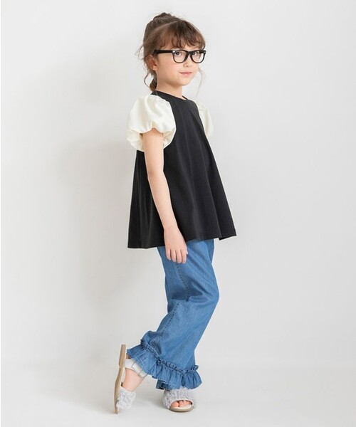 BRANSHES(ブランシェス)の「袖異素材バルーンチュニック(Tシャツ/カットソー・キッズ・ブラック/ピンク・120/130/110/90/140/150/100)」の10枚目の写真