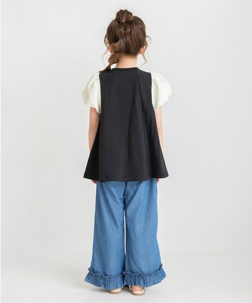 BRANSHES(ブランシェス)の「袖異素材バルーンチュニック(Tシャツ/カットソー・キッズ・ブラック/ピンク・120/130/110/90/140/150/100)」の11枚目の写真