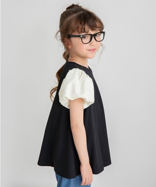 BRANSHES(ブランシェス)の「袖異素材バルーンチュニック(Tシャツ/カットソー・キッズ・ブラック/ピンク・120/130/110/90/140/150/100)」の12枚目の写真