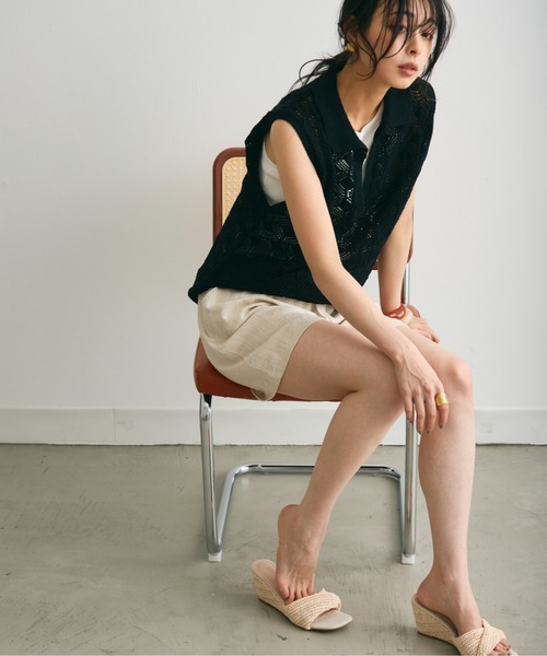 Trish(トリッシュ)の「ラフィアライクウエッジソールサンダル(サンダル・レディース・アイボリー/キャメル・MEDIUM/LARGE)」の4枚目の写真