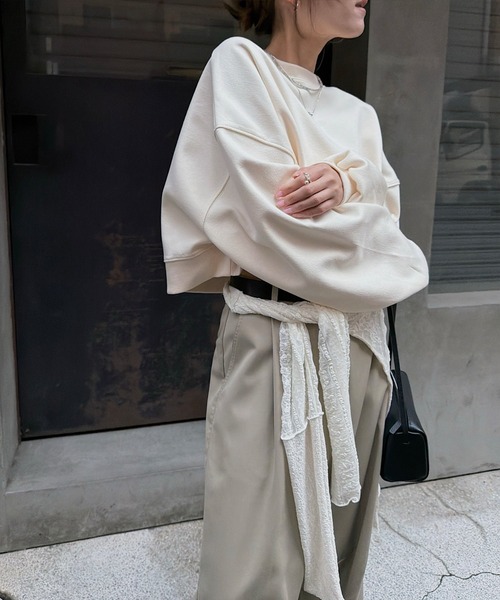 nananamoe(ナナナモエ)の「cropped light weight pullover / クロップドライトウェイトプルオーバー(スウェット・レディース・キナリ/杢グレー・FREE)」の22枚目の写真