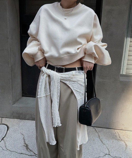 nananamoe(ナナナモエ)の「cropped light weight pullover / クロップドライトウェイトプルオーバー(スウェット・レディース・キナリ/杢グレー・FREE)」の21枚目の写真