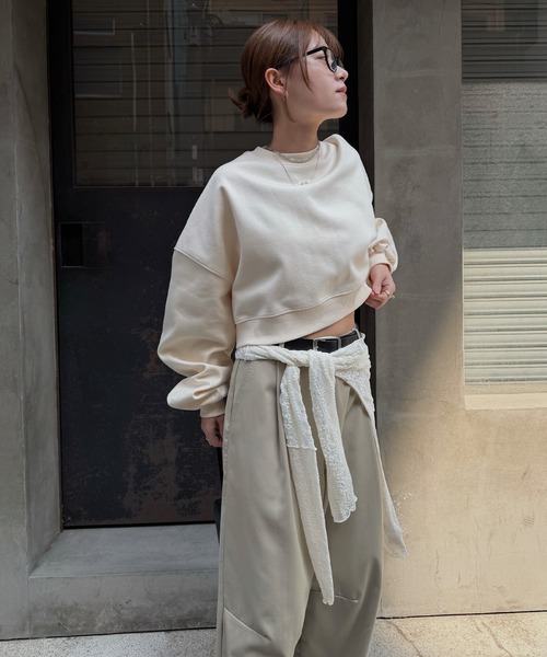 nananamoe(ナナナモエ)の「cropped light weight pullover / クロップドライトウェイトプルオーバー(スウェット・レディース・キナリ/杢グレー・FREE)」の19枚目の写真