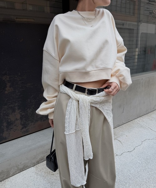 nananamoe(ナナナモエ)の「cropped light weight pullover / クロップドライトウェイトプルオーバー(スウェット・レディース・キナリ/杢グレー・FREE)」の18枚目の写真
