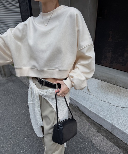 nananamoe(ナナナモエ)の「cropped light weight pullover / クロップドライトウェイトプルオーバー(スウェット・レディース・キナリ/杢グレー・FREE)」の17枚目の写真
