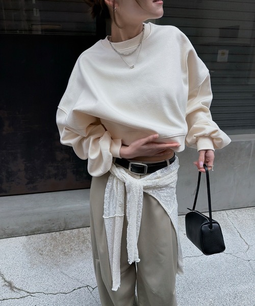 nananamoe(ナナナモエ)の「cropped light weight pullover / クロップドライトウェイトプルオーバー(スウェット・レディース・キナリ/杢グレー・FREE)」の13枚目の写真