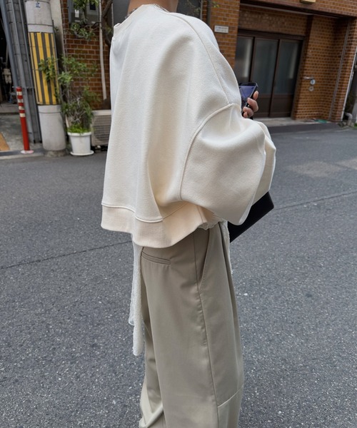 nananamoe(ナナナモエ)の「cropped light weight pullover / クロップドライトウェイトプルオーバー(スウェット・レディース・キナリ/杢グレー・FREE)」の12枚目の写真