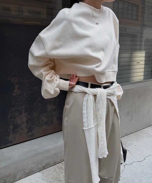nananamoe(ナナナモエ)の「cropped light weight pullover / クロップドライトウェイトプルオーバー(スウェット・レディース・キナリ/杢グレー・FREE)」の10枚目の写真