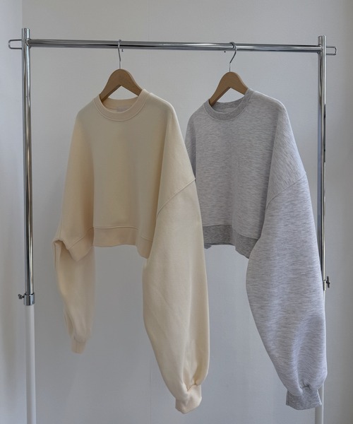 nananamoe(ナナナモエ)の「cropped light weight pullover / クロップドライトウェイトプルオーバー(スウェット・レディース・キナリ/杢グレー・FREE)」の8枚目の写真