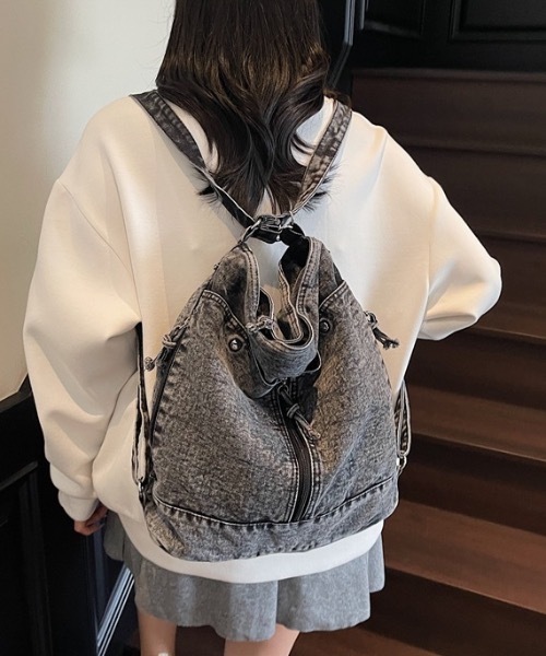 Teem Store(チームストア)の「【3色展開】デニム ビッグショルダーバッグ リュック(ショルダーバッグ・レディース・ライトブルー/ブラック/ダークブルー・F)」の7枚目の写真