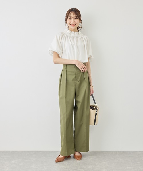 ROPE' PICNIC（ロペピクニック）の「前後2WAYギャザーリボンデザインシャツ/UVケア・接触冷感・リンクコーデ（シャツ/ブラウス・レディース・イエロー/ネイビー/ブルー/オフホワイト・FREE）」の5枚目の写真