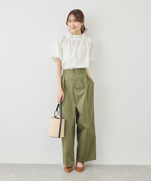 ROPE' PICNIC（ロペピクニック）の「前後2WAYギャザーリボンデザインシャツ/UVケア・接触冷感・リンクコーデ（シャツ/ブラウス・レディース・イエロー/ネイビー/ブルー/オフホワイト・FREE）」の6枚目の写真