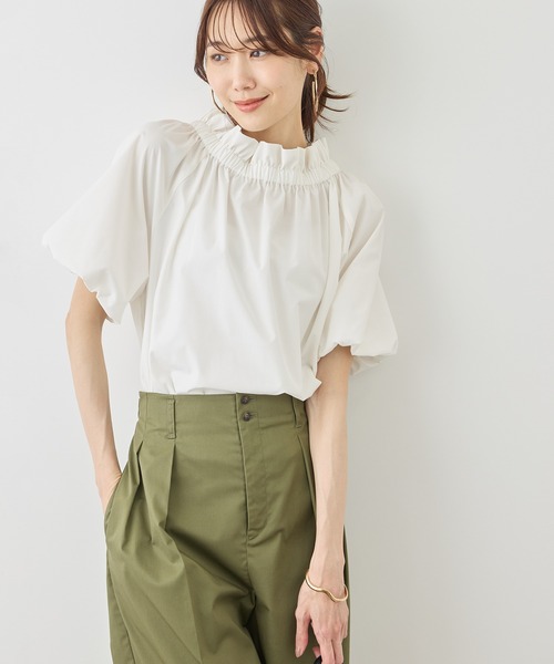 ROPE' PICNIC（ロペピクニック）の「前後2WAYギャザーリボンデザインシャツ/UVケア・接触冷感・リンクコーデ（シャツ/ブラウス・レディース・イエロー/ネイビー/ブルー/オフホワイト・FREE）」の8枚目の写真