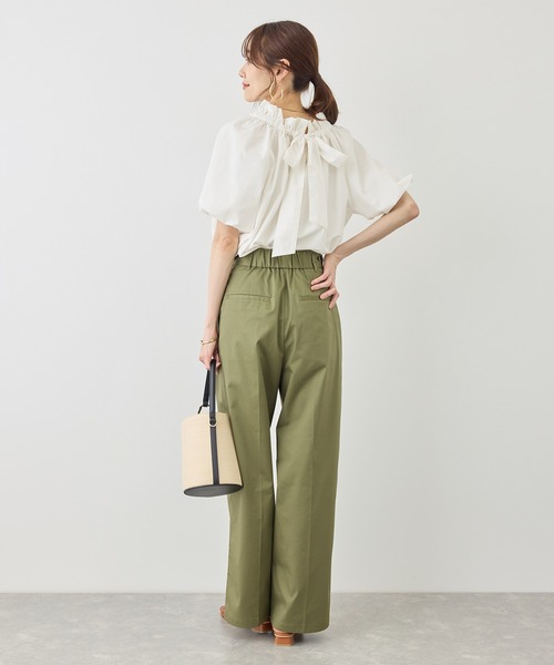 ROPE' PICNIC（ロペピクニック）の「前後2WAYギャザーリボンデザインシャツ/UVケア・接触冷感・リンクコーデ（シャツ/ブラウス・レディース・イエロー/ネイビー/ブルー/オフホワイト・FREE）」の11枚目の写真
