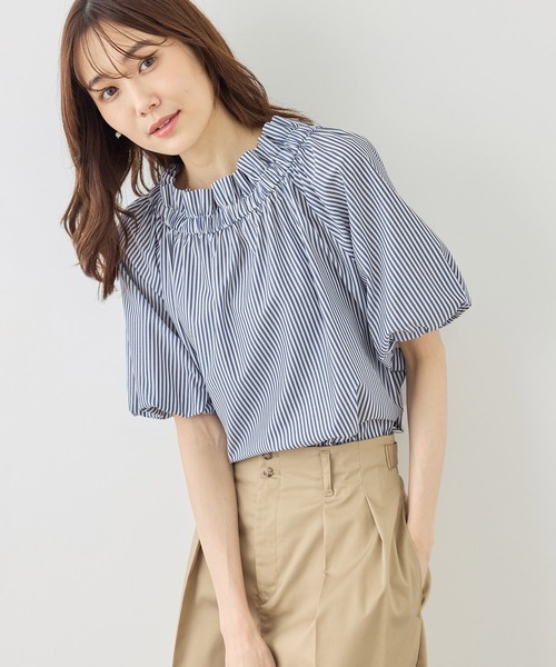 ROPE' PICNIC（ロペピクニック）の「前後2WAYギャザーリボンデザインシャツ/UVケア・接触冷感・リンクコーデ（シャツ/ブラウス・レディース・イエロー/ネイビー/ブルー/オフホワイト・FREE）」の20枚目の写真