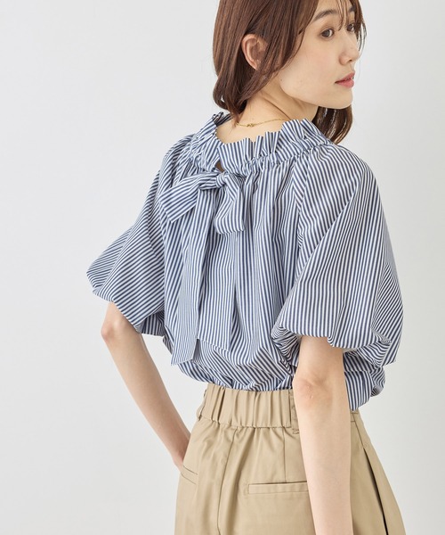 ROPE' PICNIC（ロペピクニック）の「前後2WAYギャザーリボンデザインシャツ/UVケア・接触冷感・リンクコーデ（シャツ/ブラウス・レディース・イエロー/ネイビー/ブルー/オフホワイト・FREE）」の22枚目の写真