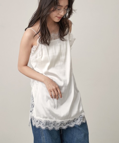OFROOM(オフルーム)の「Satin Lace Cami|サテンレースキャミ(キャミソール・レディース・ホワイト/ブラック・FREE)」の11枚目の写真