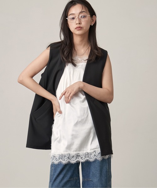 OFROOM(オフルーム)の「Satin Lace Cami|サテンレースキャミ(キャミソール・レディース・ホワイト/ブラック・FREE)」の17枚目の写真