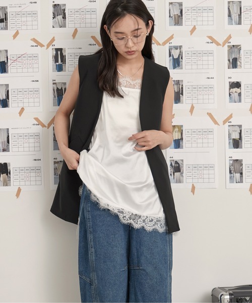 OFROOM(オフルーム)の「Satin Lace Cami|サテンレースキャミ(キャミソール・レディース・ホワイト/ブラック・FREE)」の18枚目の写真