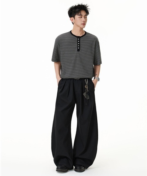 Ressaca(レサーカ)の「ボーダー柄ヘンリーネックTシャツ(Tシャツ/カットソー・メンズ・ブラック/ホワイト・XL/L/M)」の6枚目の写真