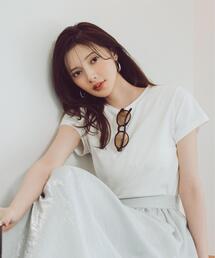 a/mie | 【青島心さん着用】<a>レースヘムTシャツ / 1216269500(Tシャツ/カットソー)