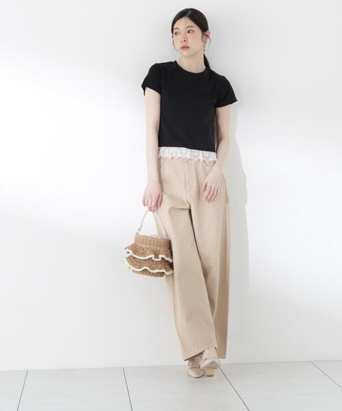 a/mie（アミー）の「＜ａ＞レースヘムＴシャツ / 1216269500（Tシャツ/カットソー・レディース・ブラック/ホワイト・MEDIUM/SMALL）」の8枚目の写真
