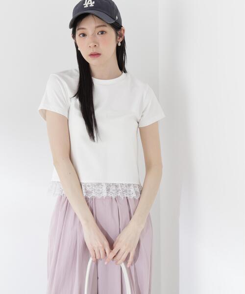 a/mie（アミー）の「＜ａ＞レースヘムＴシャツ / 1216269500（Tシャツ/カットソー・レディース・ブラック/ホワイト・MEDIUM/SMALL）」の19枚目の写真