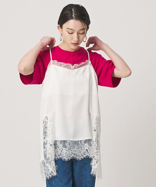 ER(イーアール)の「<ER>レースキャミソール(Tシャツ/カットソー・レディース・ブラック/その他1/ホワイト・FREE)」の3枚目の写真