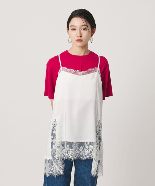 ER(イーアール)の「<ER>レースキャミソール(Tシャツ/カットソー・レディース・ブラック/その他1/ホワイト・FREE)」の4枚目の写真