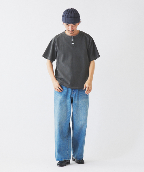 JOURNAL STANDARD relume（ジャーナルスタンダード　レリューム）の「クラフトデニム ワイドパンツ 12OZ（デニムパンツ・メンズ・ブルー/ブラックミックス/ブルー系その他・MEDIUM/LARGE）」の4枚目の写真