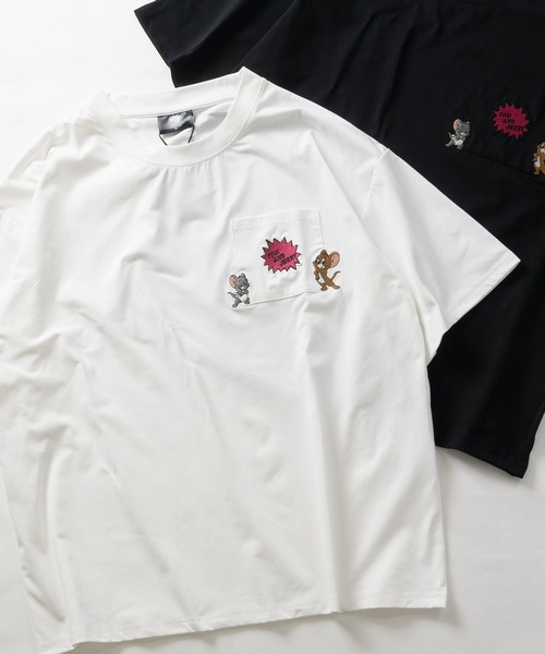 Tom&Jerry(トムアンドジェリー)の「【15】〔TOM&JERRY/トム&ジェリー〕ドライタッチ コットンライク ポケット刺繍 半袖Tシャツ 吸水速乾/UVカット さかな/三匹の子猫/カナリア(Tシャツ/カットソー・メンズ・ホワイト系3/ブラック系6/ブラック系5/ホワイト系2/ホワイト系1/ブラック系3/ブラック系1/ホワイト系6/ホワイト系4/ブラック系4/ブラック系2/ホワイト系5・MEDIUM/LARGE)」の1枚目の写真