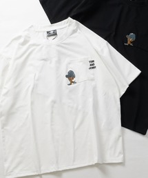 TOM&JERRY（トムアンドジェリー）の「【15】〔TOM&JERRY トム&ジェリー〕ドライタッチ コットンライク ポケット刺繍 半袖Tシャツ 吸水速乾 UVカット さかな 三匹の子猫 カナリア（Tシャツ/カットソー）」