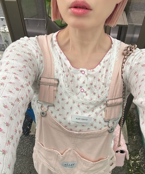 Alley Tokyo(アリートーキョー)の「パターンメッシュのロンTキャミセット(Tシャツ/カットソー・レディース・ピンク/アニマル/オフホワイト・FREE)」の2枚目の写真