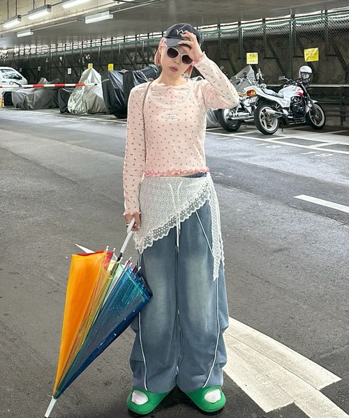 Alley Tokyo(アリートーキョー)の「パターンメッシュのロンTキャミセット(Tシャツ/カットソー・レディース・ピンク/アニマル/オフホワイト・FREE)」の12枚目の写真